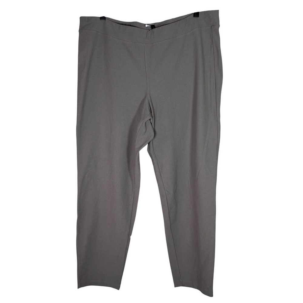 Eileen Fisher Petite Grey Stretch Viscose Pull On Slim Ankle Pants PL PG
